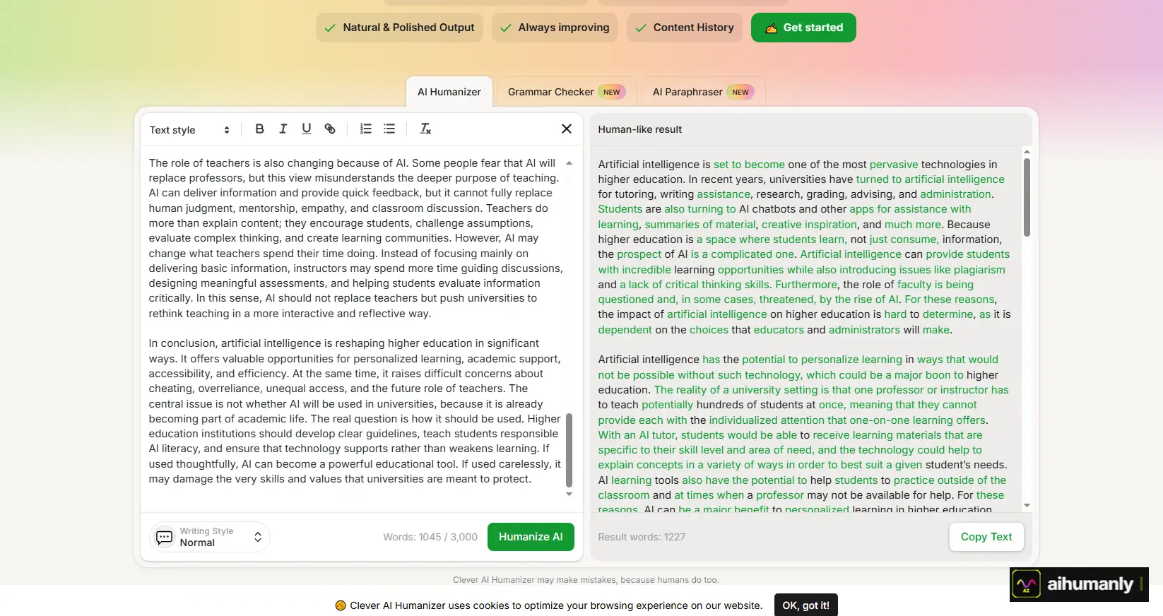 CleverHumanizer Interface