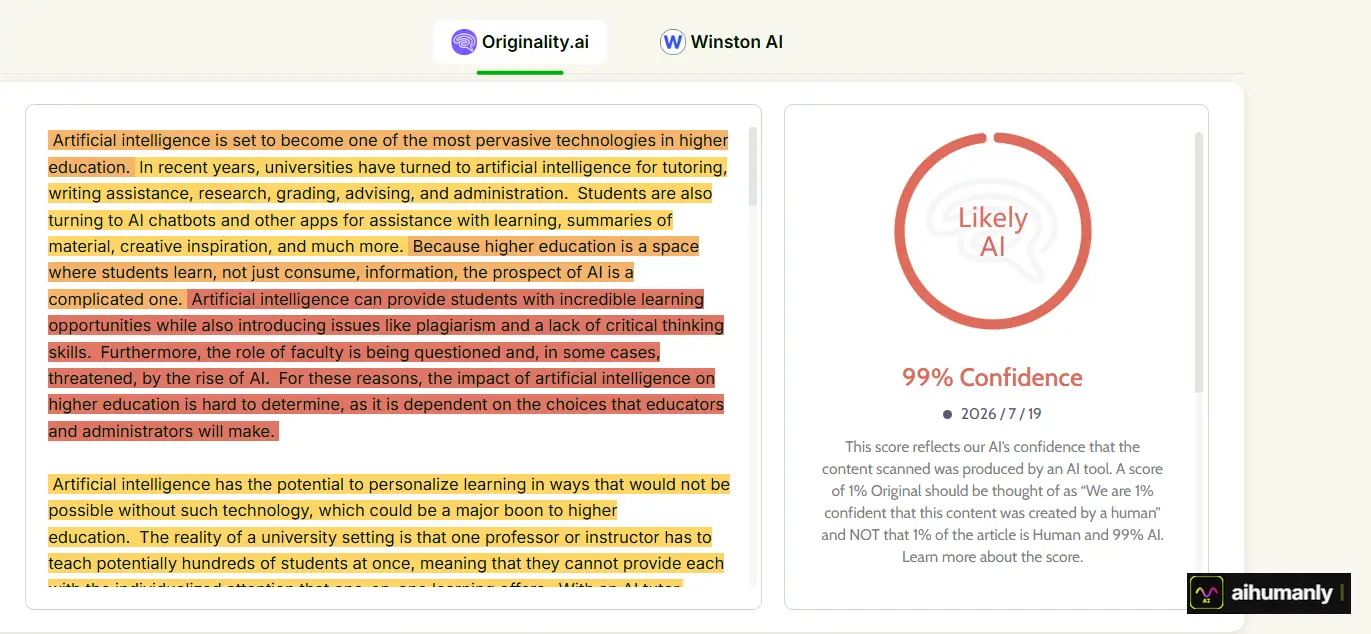 CleverHumanizer Essay 1 — Originality.ai Result