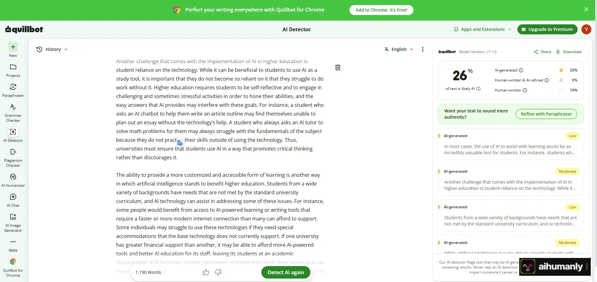 CleverHumanizer Essay 1 — QuillBot Result