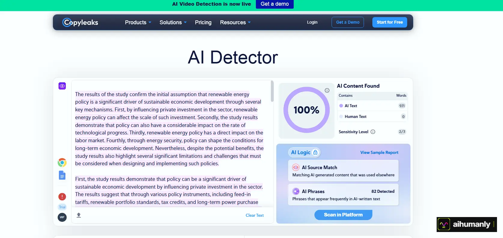 CleverHumanizer Essay 2 — Copyleaks Result