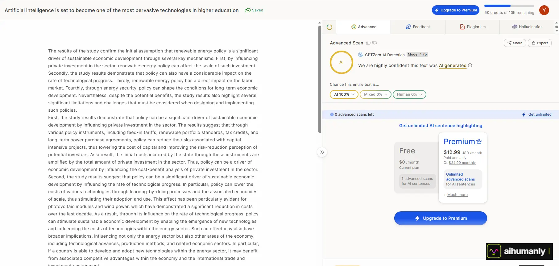 CleverHumanizer Essay 2 — GPTZero Result