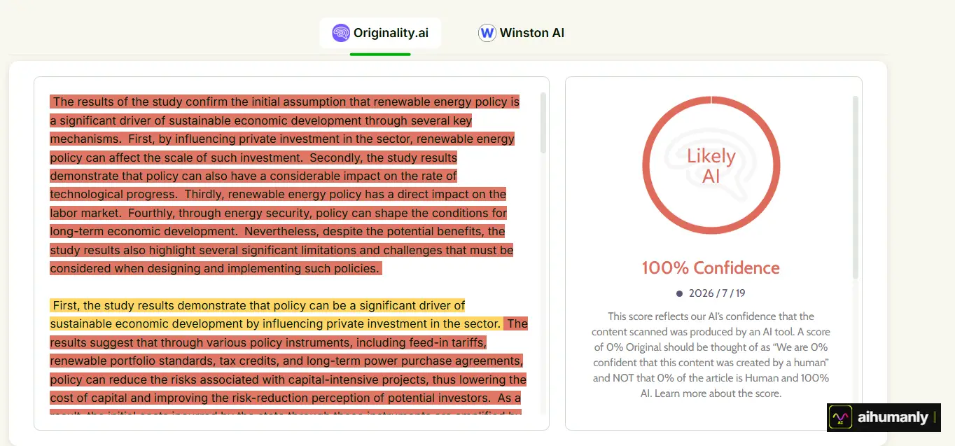 CleverHumanizer Essay 2 — Originality.ai Result