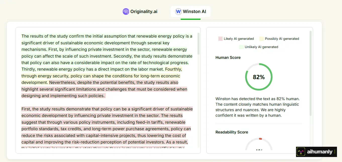 CleverHumanizer Essay 2 — Winston AI Result