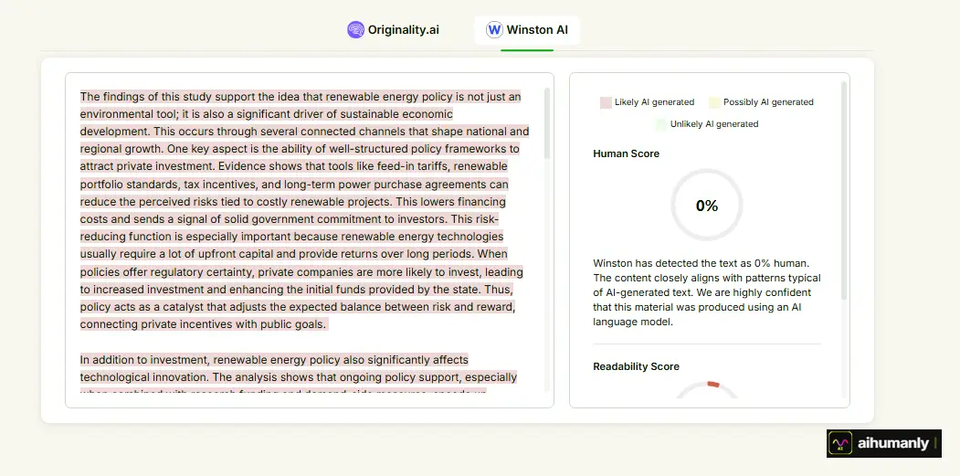 Grammarly Essay 2 — Winston AI Result