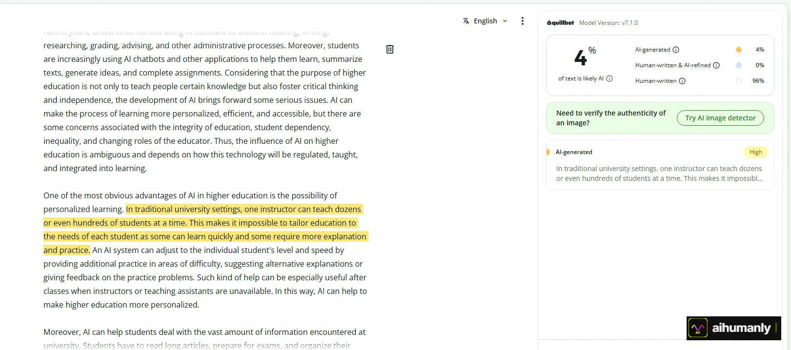 HumanizeAI.pro Essay 1 QuillBot