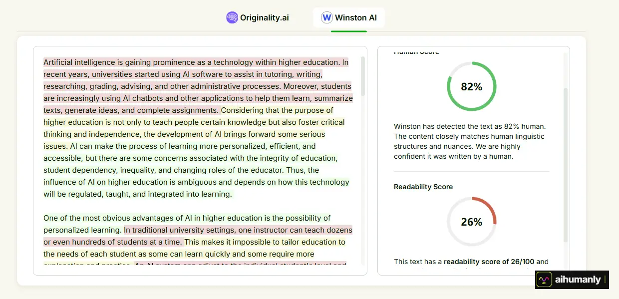 HumanizeAI.pro Essay 1 Winston AI