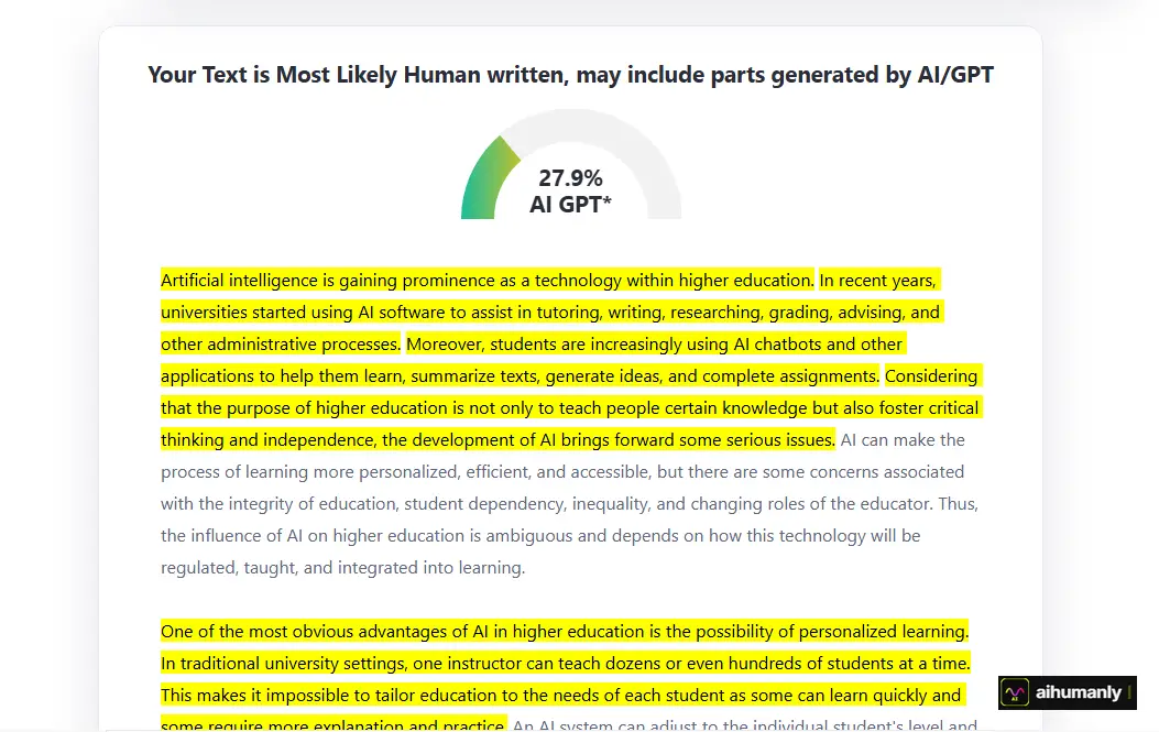 HumanizeAI.pro Essay 1 ZeroGPT