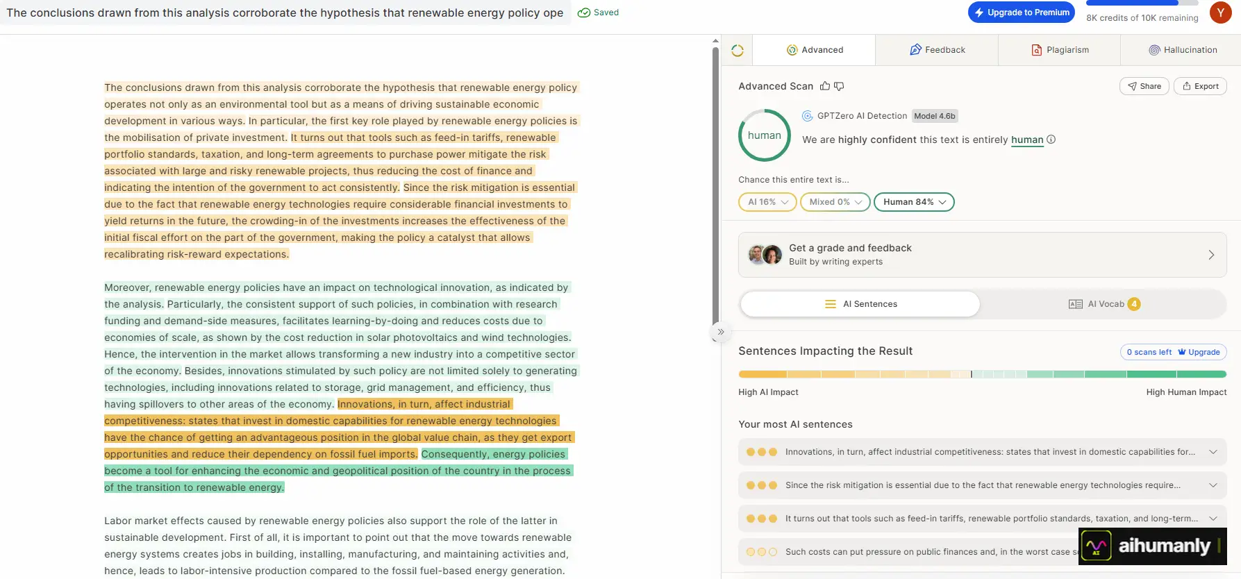 HumanizeAI.pro Essay 2 GPTZero