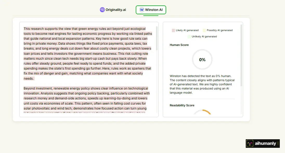HumanizeAIText Essay 2 — Winston AI Result