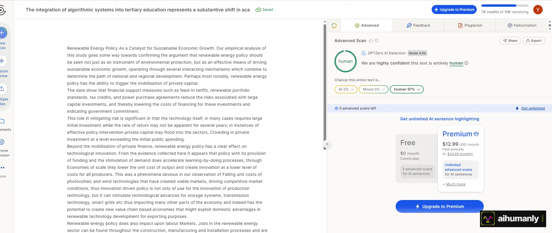SuperHumanizer Essay 2 GPTZero