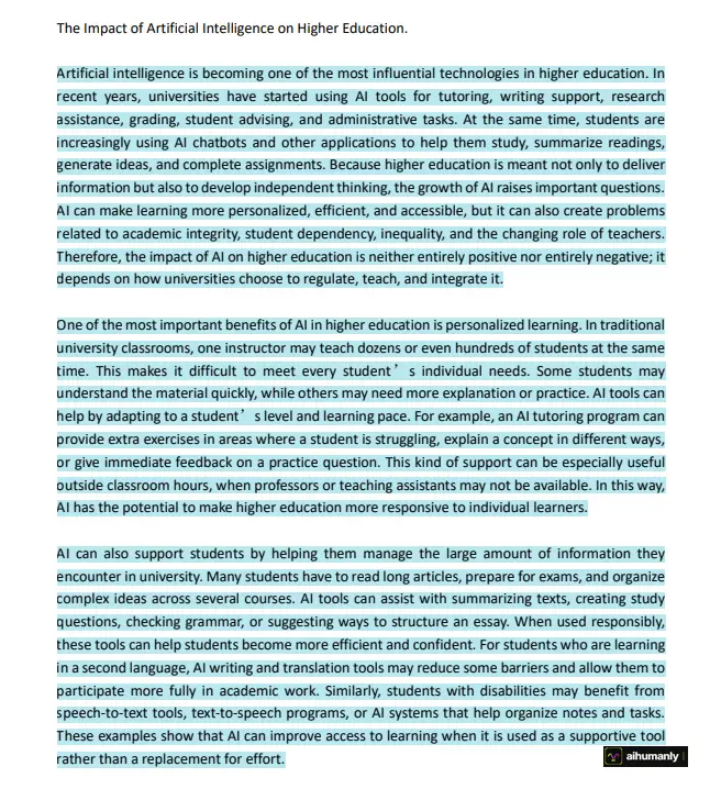 Original Essay 1 Turnitin Result - 100% AI